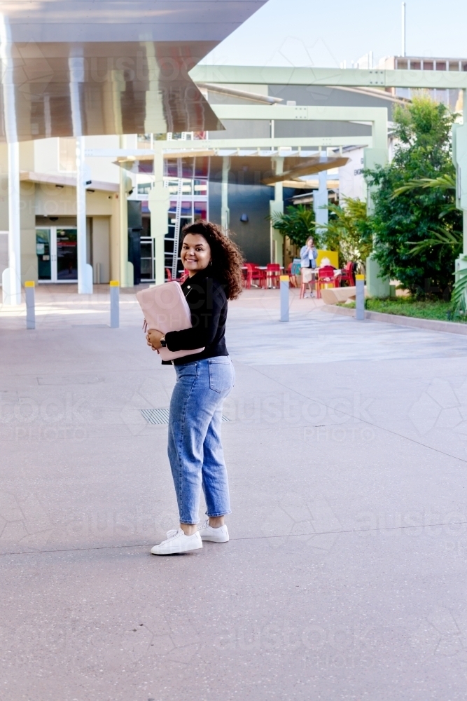 young aboriginal student on campus - Australian Stock Image