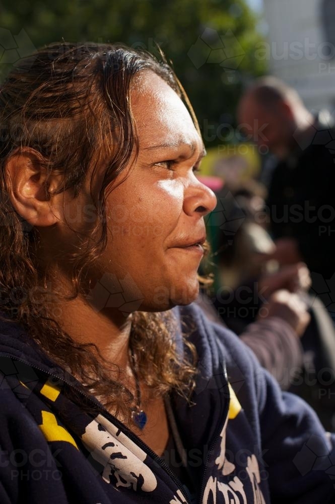 Young Aboriginal Woman in Profile - Australian Stock Image