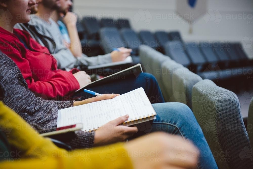 Young adult students in a university lecture hall - Australian Stock Image