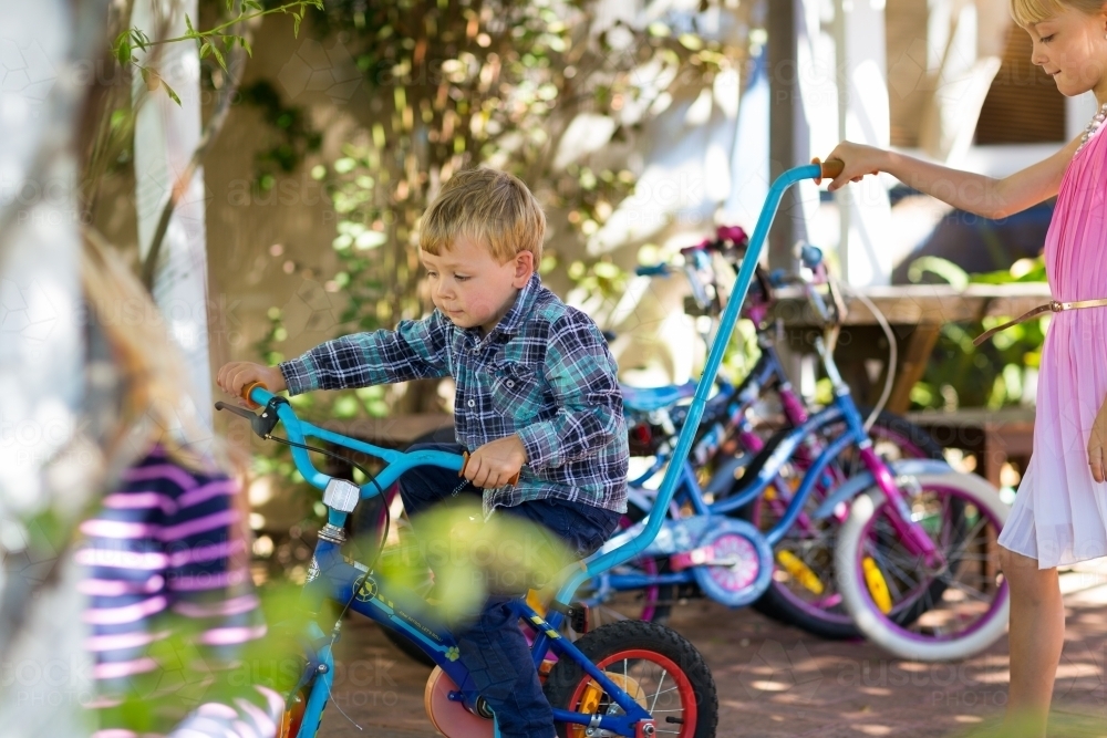 Young children with bikes - Australian Stock Image
