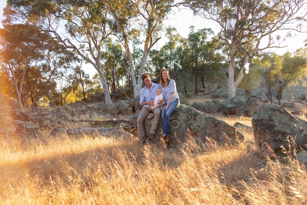 Young family in country setting - Australian Stock Image