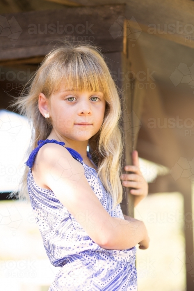 Young girl looking at camera - Australian Stock Image