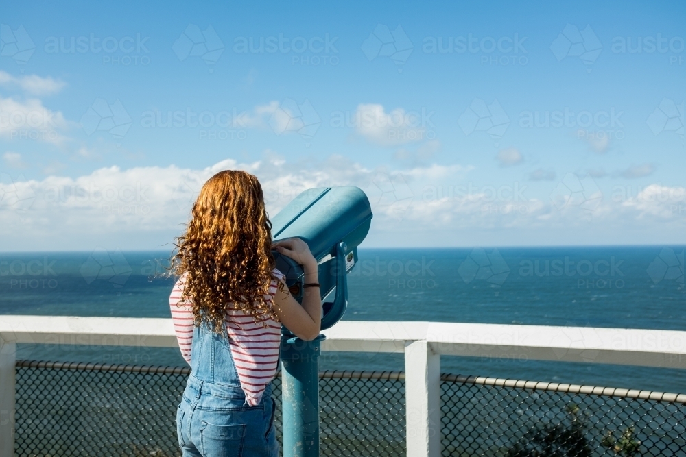 Young girl looking at the ocean view - Australian Stock Image