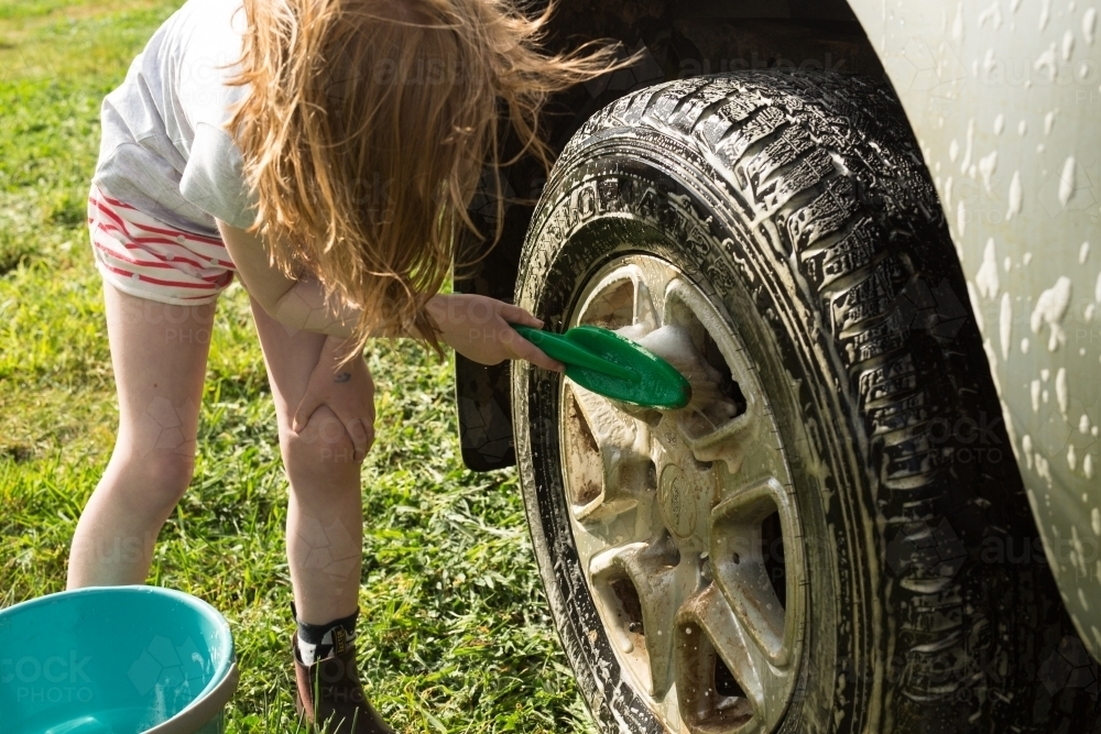 Portrait Of Young Girl Washing Car Stock Photo 61331449 