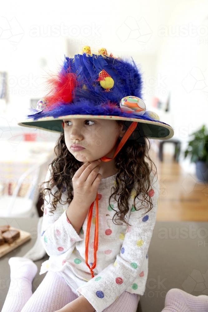 Young girl wearing Easter hat - Australian Stock Image