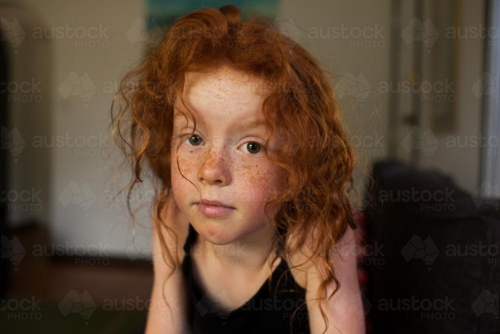 Young girl with messy hair - Australian Stock Image