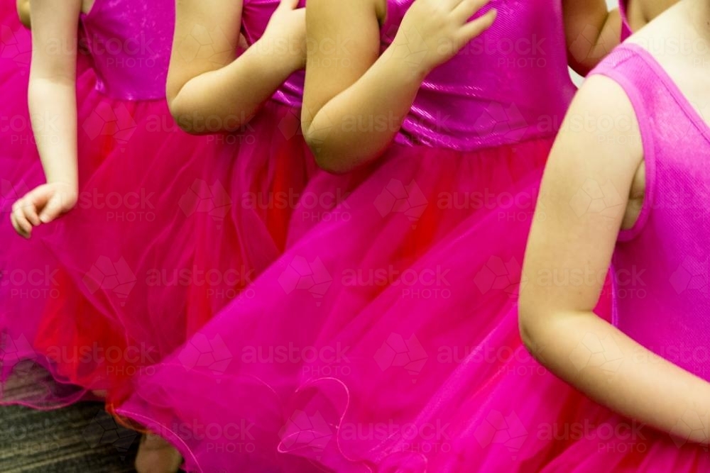 Young girls dressed in pink to perform at a ballet concert - Australian Stock Image