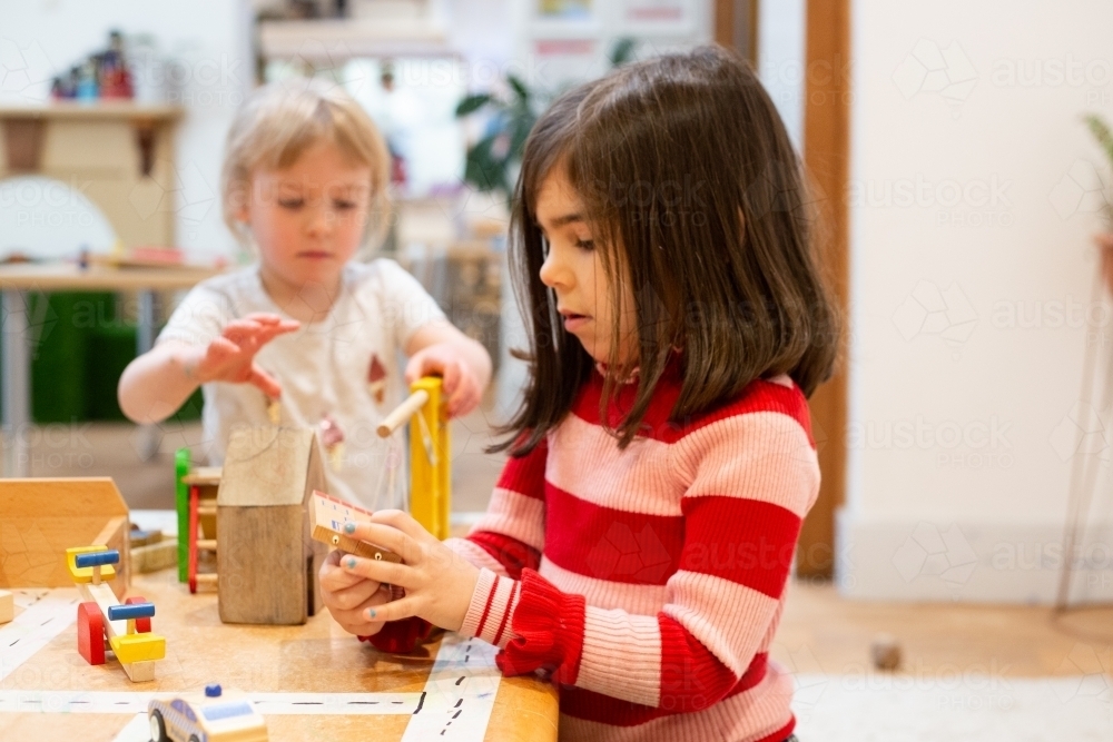 Young girls learning at pre-school - Australian Stock Image