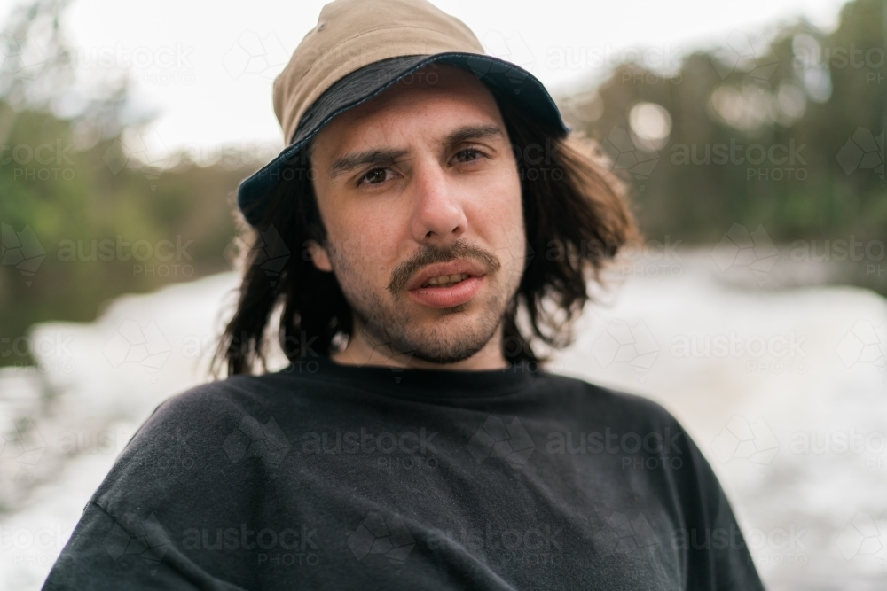Young Man with Serious Expression - Australian Stock Image