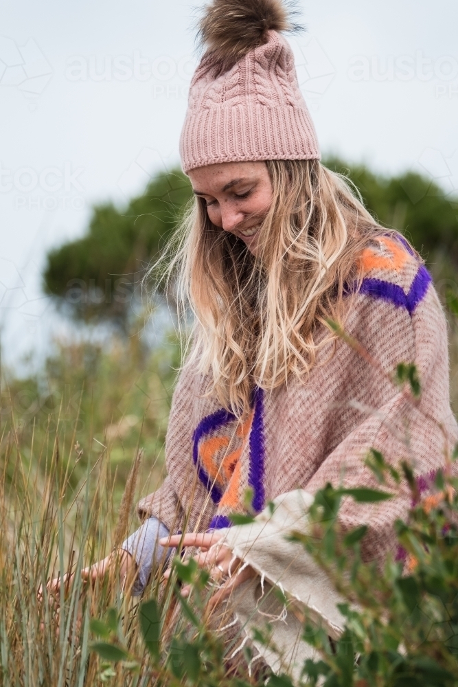 Young mid twenties woman outdoors. - Australian Stock Image