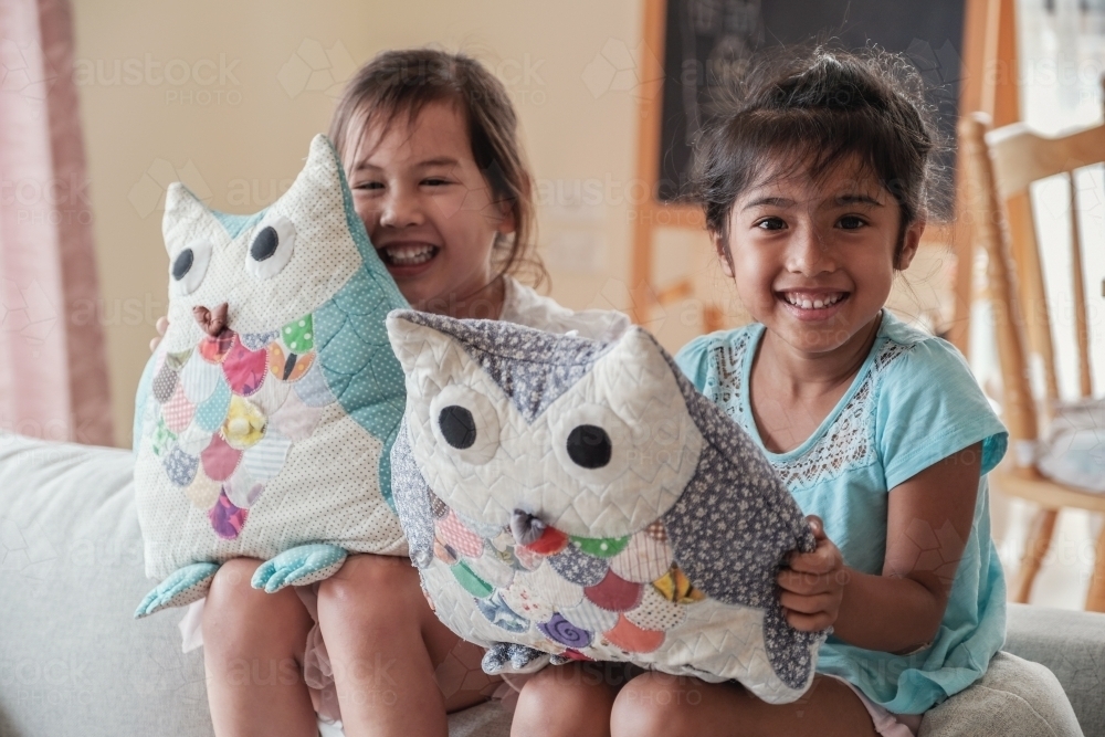 Young multicultural girls having a laugh - Australian Stock Image