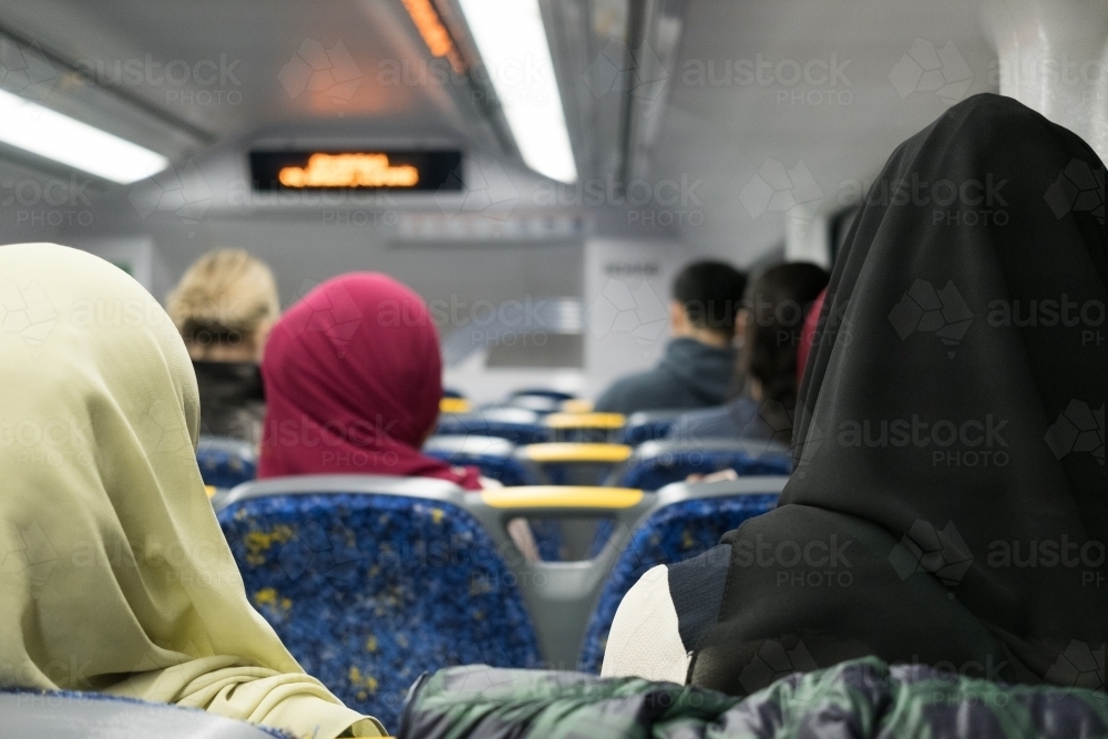 Image of Young muslim  women wearing hijab  on public  Image of Young muslim  women wearing hijab  on public