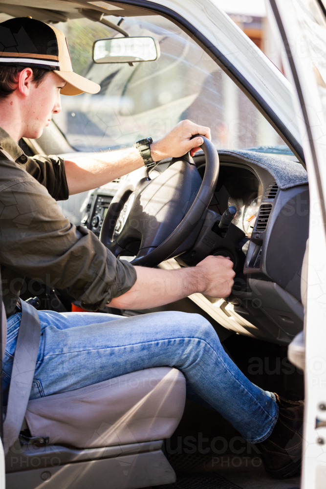 Image of Young P plater provisional driver starting his first car with ...