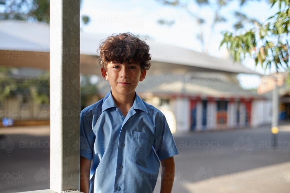Young school boy at school - Australian Stock Image
