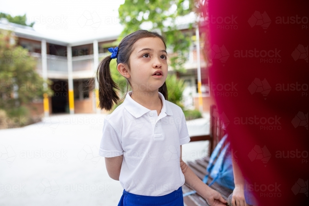 Young Schoolgirl Outside - Australian Stock Image