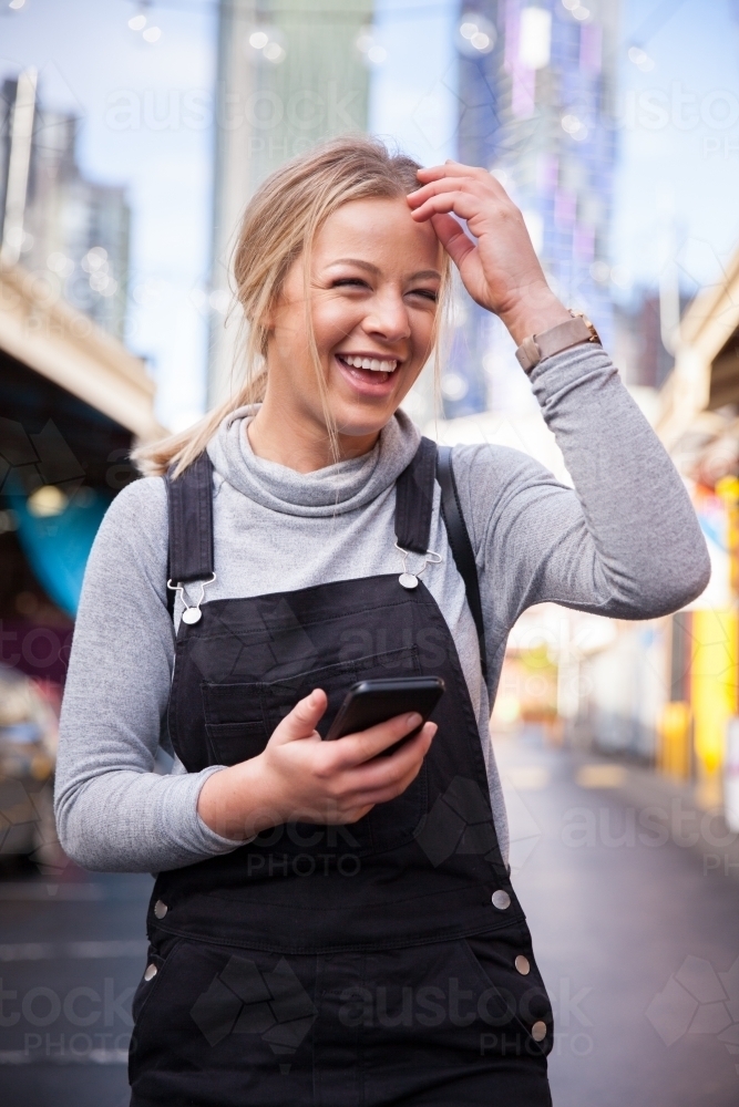 Young Woman at Queen Victoria Market - Australian Stock Image