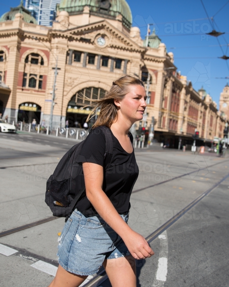 Young Woman Exploring Melbourne - Australian Stock Image