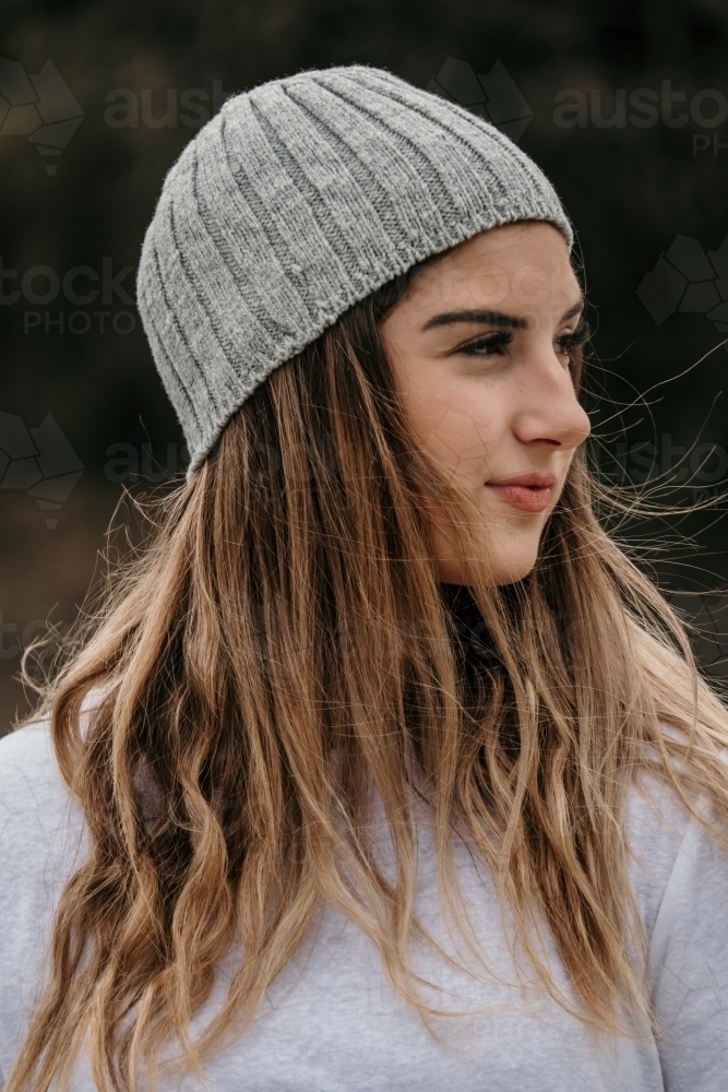 Young woman in a beanie - Australian Stock Image
