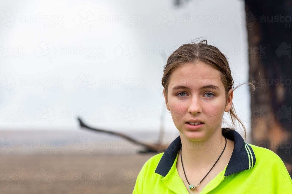 Young woman in rural setting - Australian Stock Image