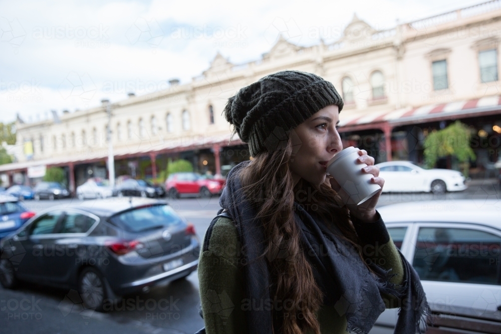 Young Woman in South Melbourne - Australian Stock Image
