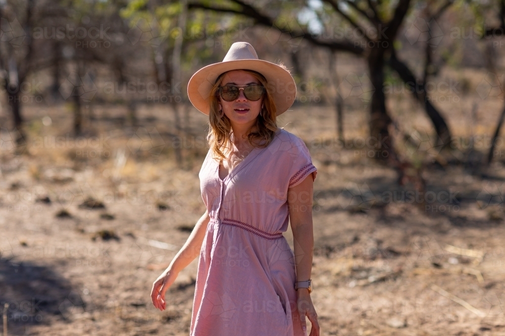Bush Basic Woman Image of young woman outdoor in bush setting - Austockphoto