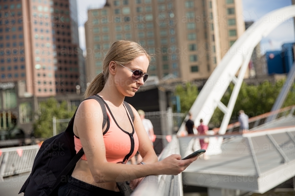 Young Woman Waiting for Friends for Workout - Australian Stock Image