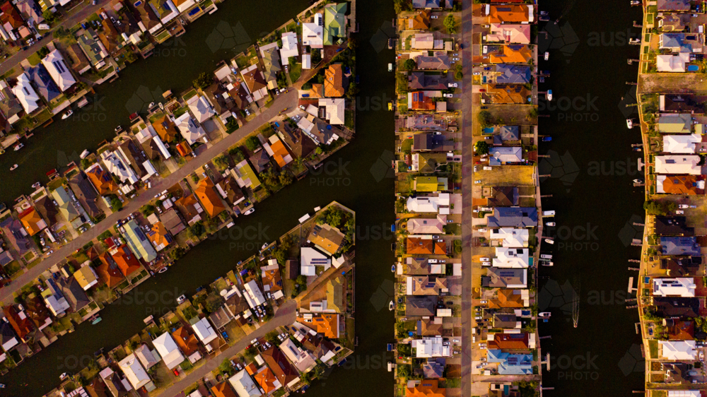 Yunderup canal aerial top down - Australian Stock Image