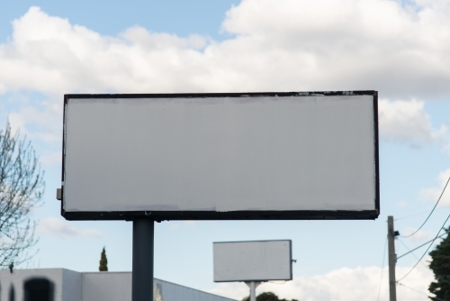 A blank billboard sign on display