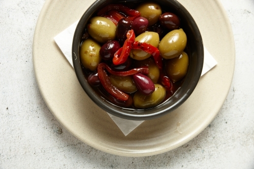 A bowl of olives - Australian Stock Image