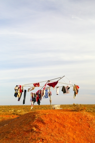 A Clothesline outback - Hills Hoist - in rural South Australia - Australian Stock Image