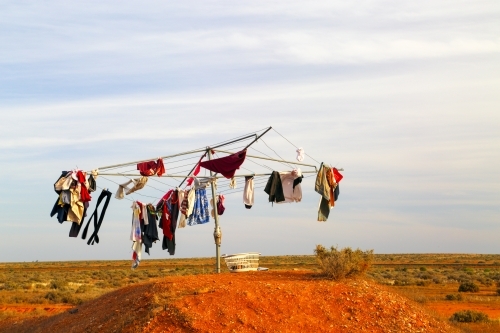 A Clothesline outback - Hills Hoist - in rural South Australia - Australian Stock Image