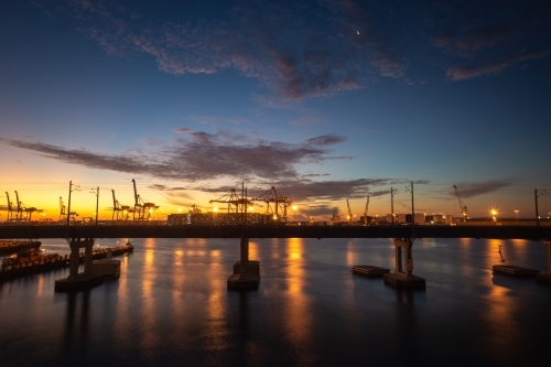A colourful sunset over Fremantle Harbour