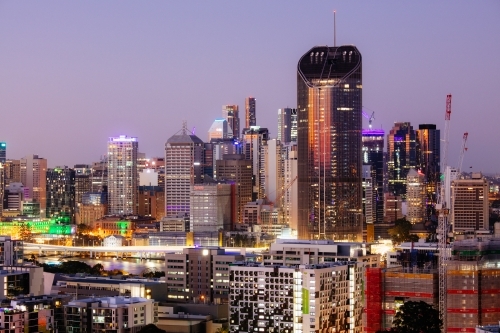 A high vantage point view of the high-rise buildings in the CBD of Brisbane - Australian Stock Image