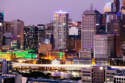A high vantage point view of the high-rise buildings in the CBD of Brisbane - Australian Stock Image