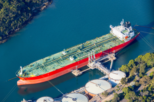 A large oil tanker in Gore Bay at Greenwich - Australian Stock Image