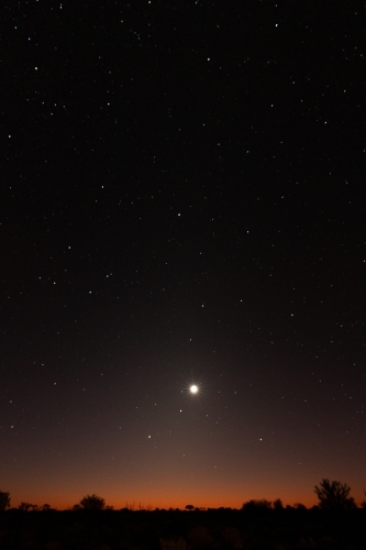 A night sky filled with stars above the horizon - Australian Stock Image