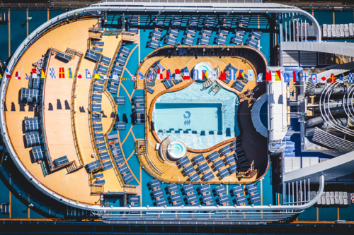 A overhead shot of the cruise ship at berth in Circular Quay - Australian Stock Image