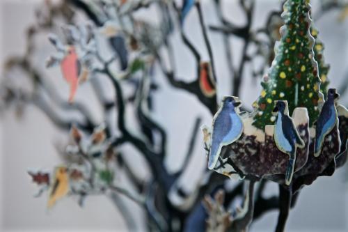 A paper Christmas or advent calendar with birds - Australian Stock Image