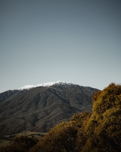 A snow-dusted Mt Bogong at the start of winter. - Australian Stock Image