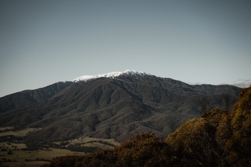 A snow-dusted Mt Bogong at the start of winter.