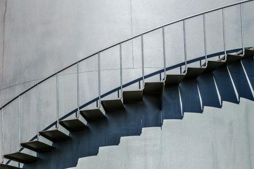 A staircase on the side of a tower