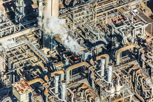 A tangle of pipes at a gasworks in Banksmeadow. - Australian Stock Image