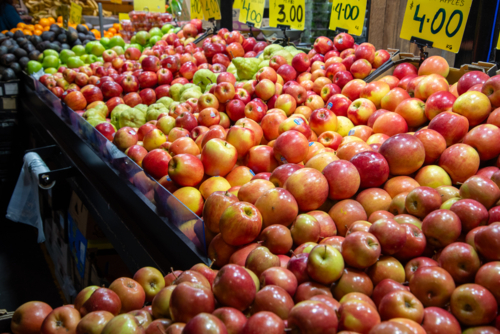 A variety of apples for sale at Adelaide Central Market - Australian Stock Image