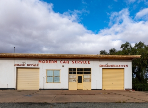 abandoned building in rural town