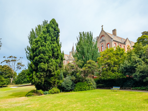 Abbotsford Convent on a hot summer's day in Melbourne - Australian Stock Image