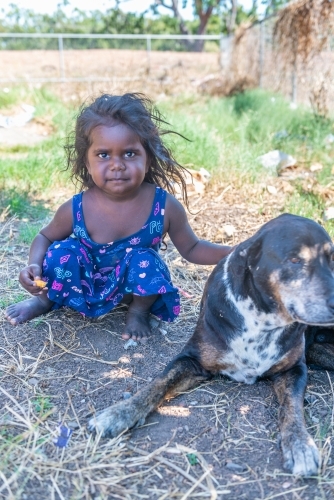 Aboriginal girl with old dog