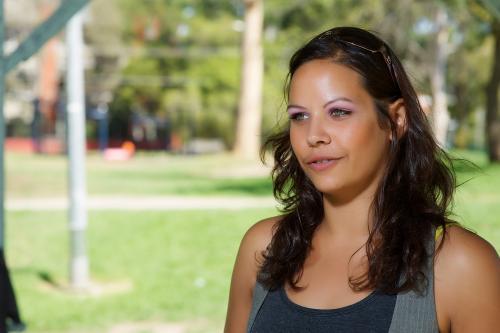 Aboriginal Woman Photographed Outdoors - Australian Stock Image
