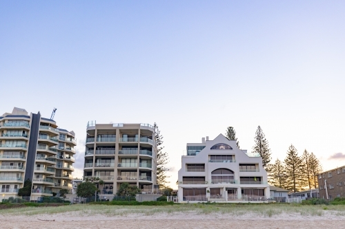 Absolute waterfront residential buildings along Miami Beach on the Gold Coast - Australian Stock Image
