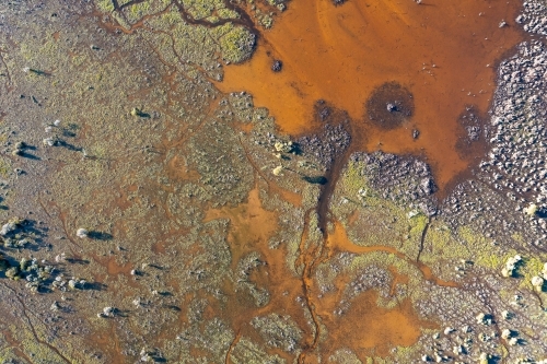 abstract aerial image looking down on swampy ground