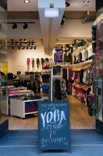 Activewear shop with yoga - Australian Stock Image